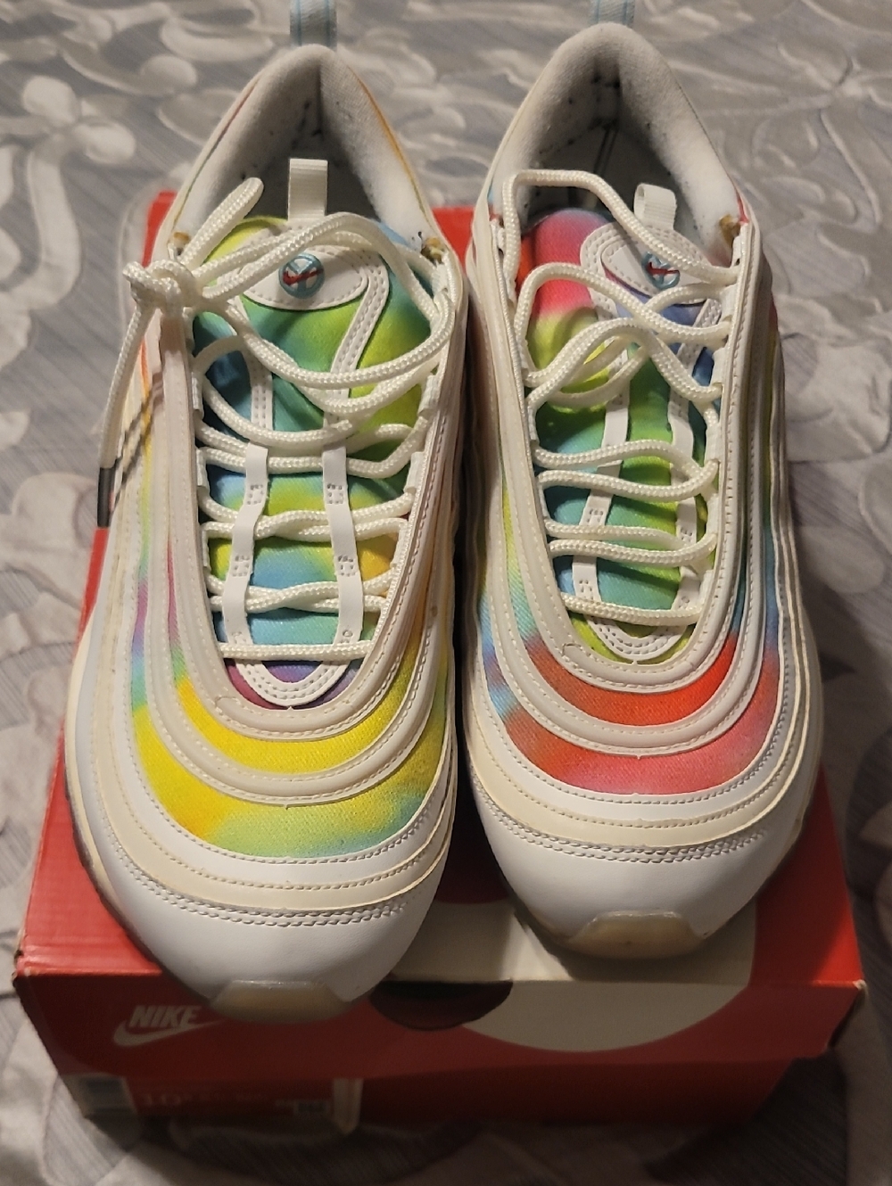 Nike Men’s Athletic Shoes White with Rainbow Accents